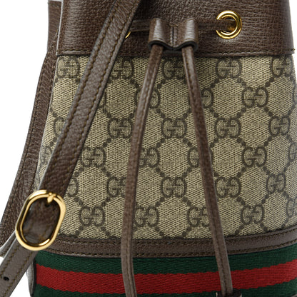 Gucci GG Supreme Monogram Web Mini Ophidia Bucket Bag Brown 10 of 10