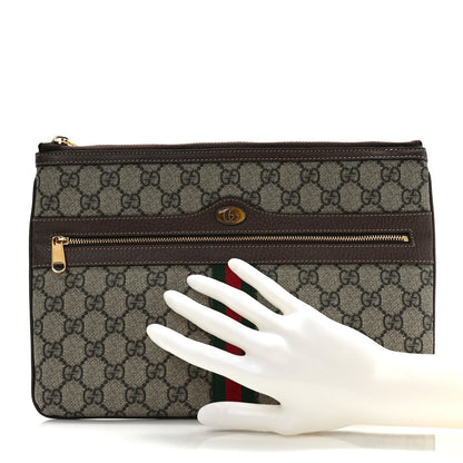 Gucci GG Supreme Monogram Large Ophidia Pouch Clutch Brown 2 of 7