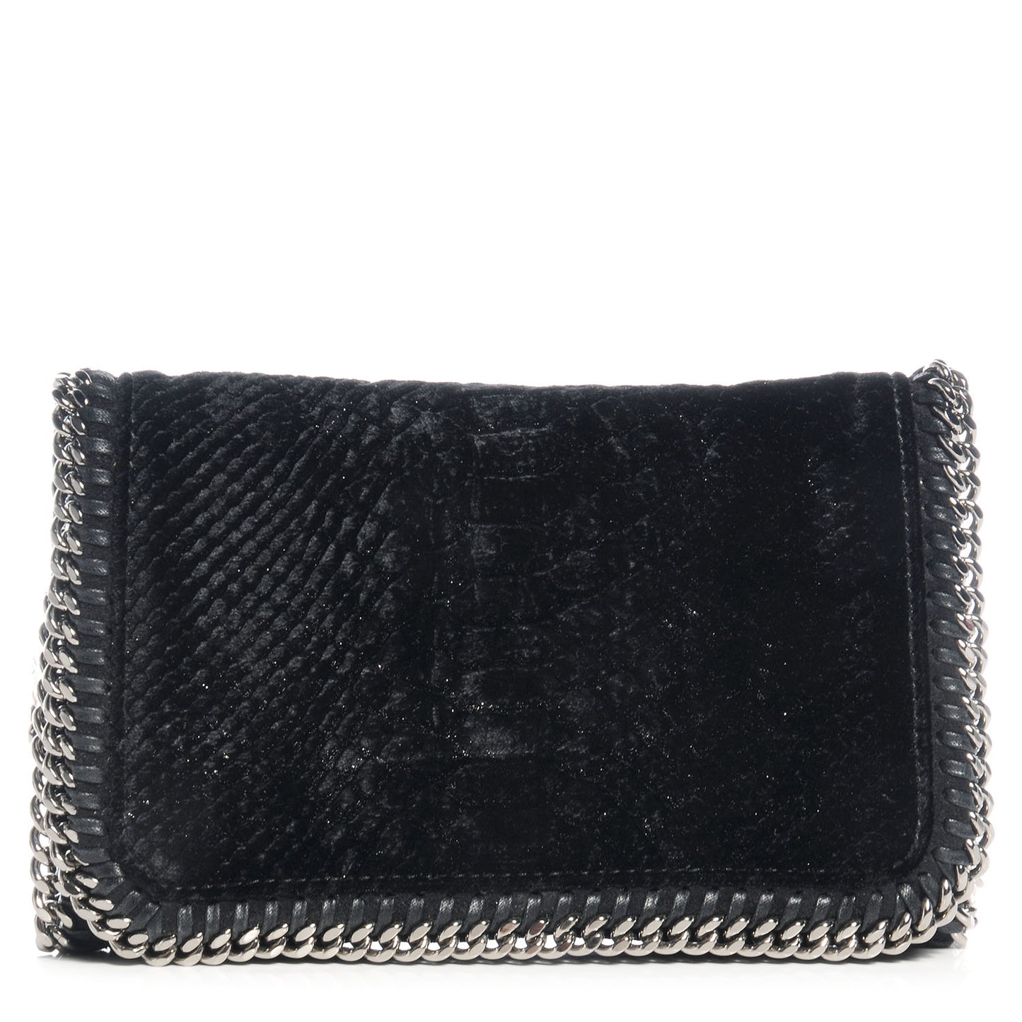 Python Embossed Velvet Falabella Crossbody Black