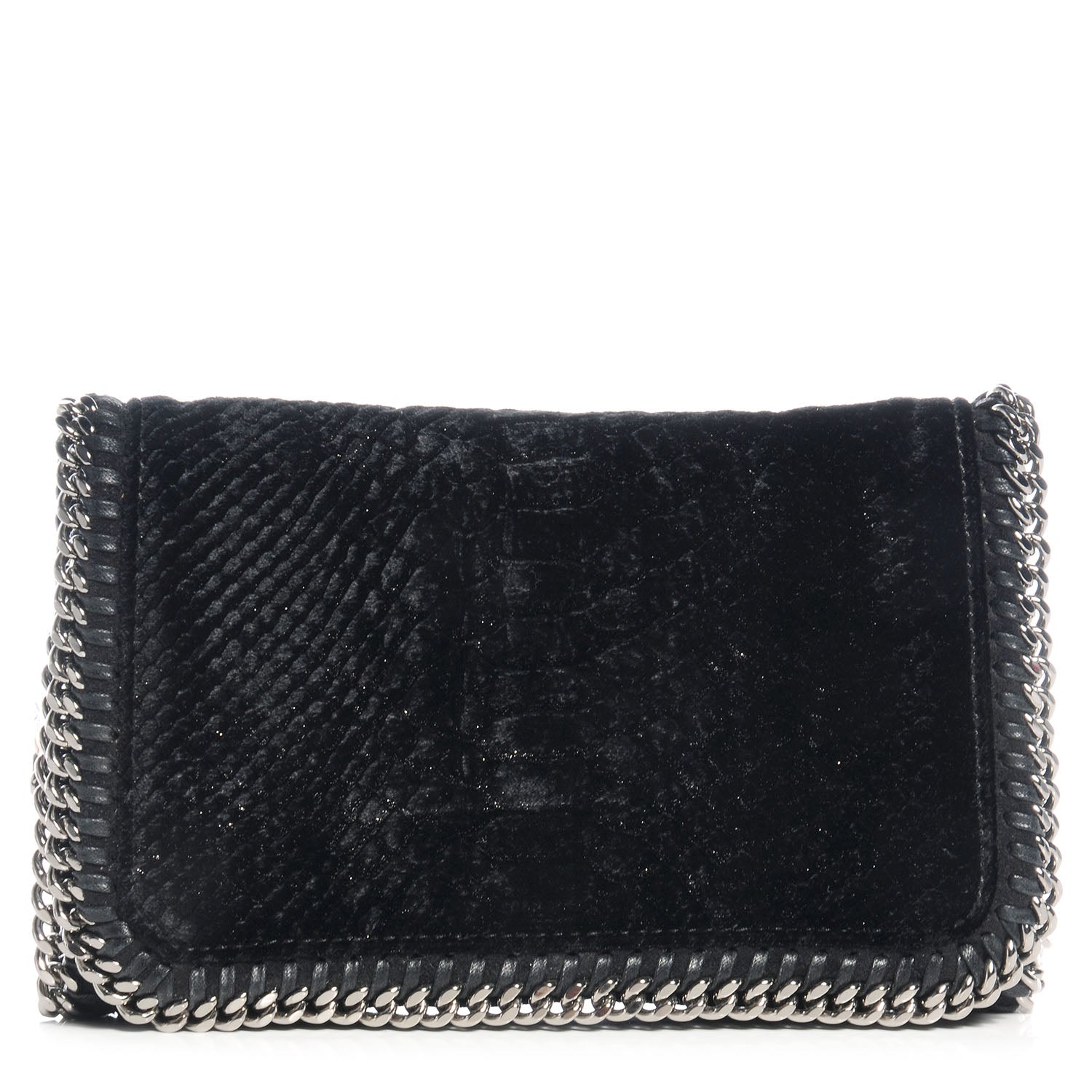 Stella McCartney Python Embossed Velvet Falabella Crossbody Black 1 of 8