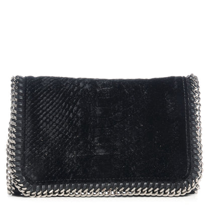 Stella McCartney Python Embossed Velvet Falabella Crossbody Black 1 of 8