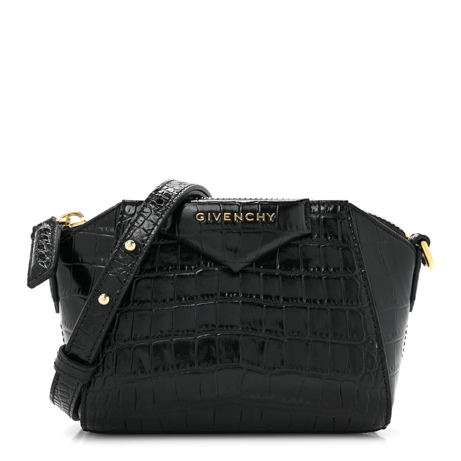 Givenchy Calfskin Crocodile Embossed Nano Antigona Black 1 of 10