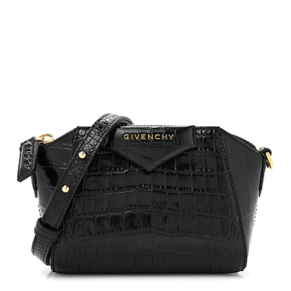 Givenchy Calfskin Crocodile Embossed Nano Antigona Black 1 of 10