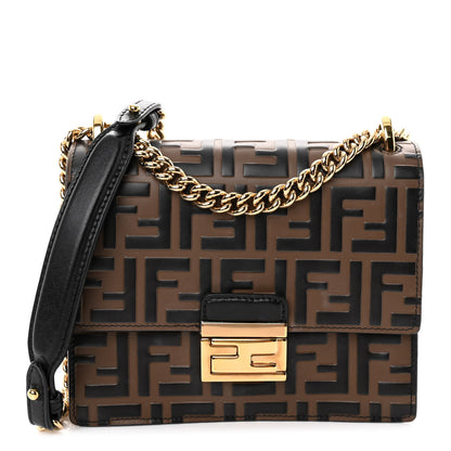 Fendi Vitello Liberty Bi-Color FF 1974 Embossed Small Kan U Shoulder Bag Maya Black 1 of 9