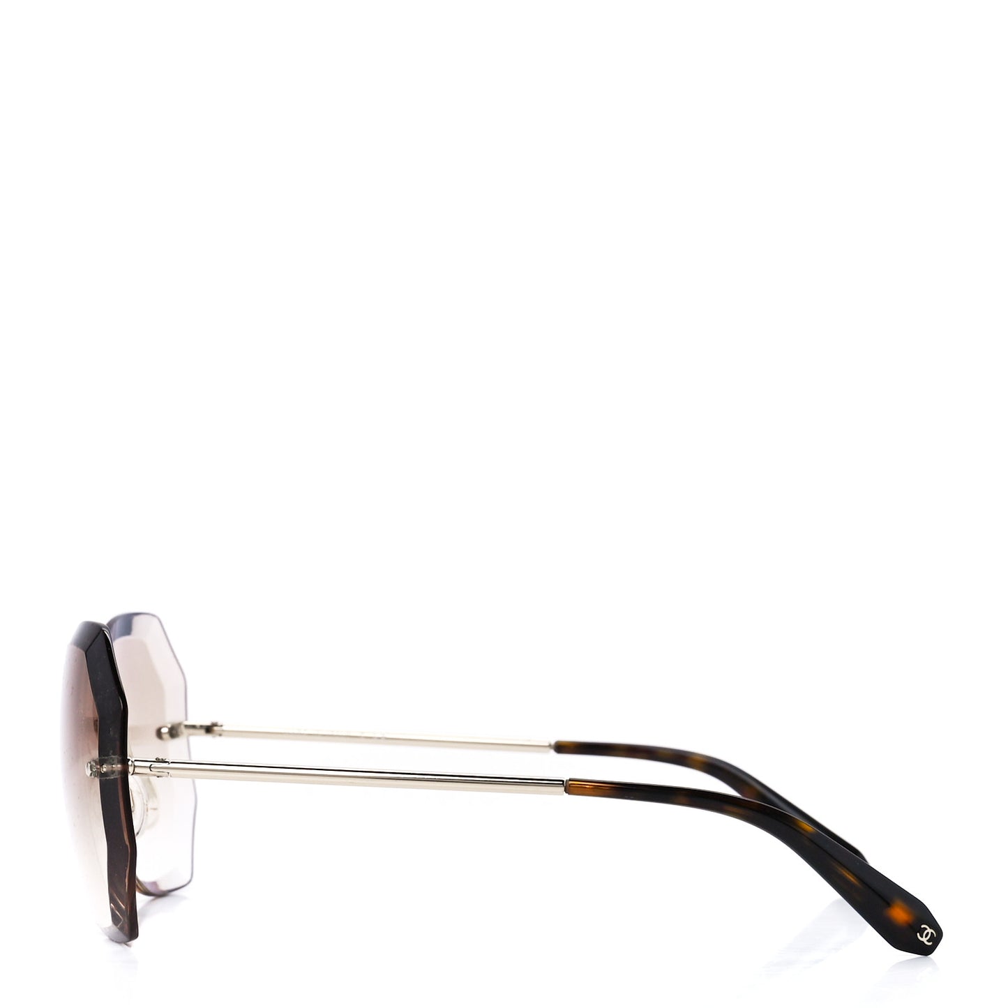 Metal Spring Round Sunglasses 4220 Gold Brown