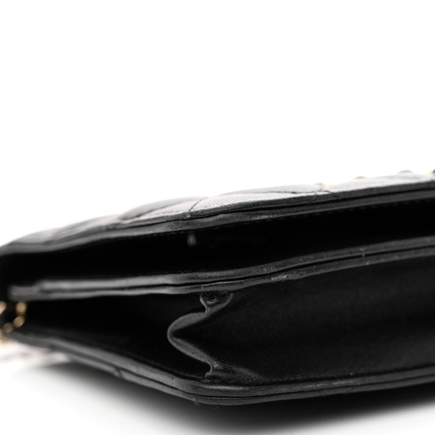 Lambskin Quilted CC Wallet On Chain WOC Black