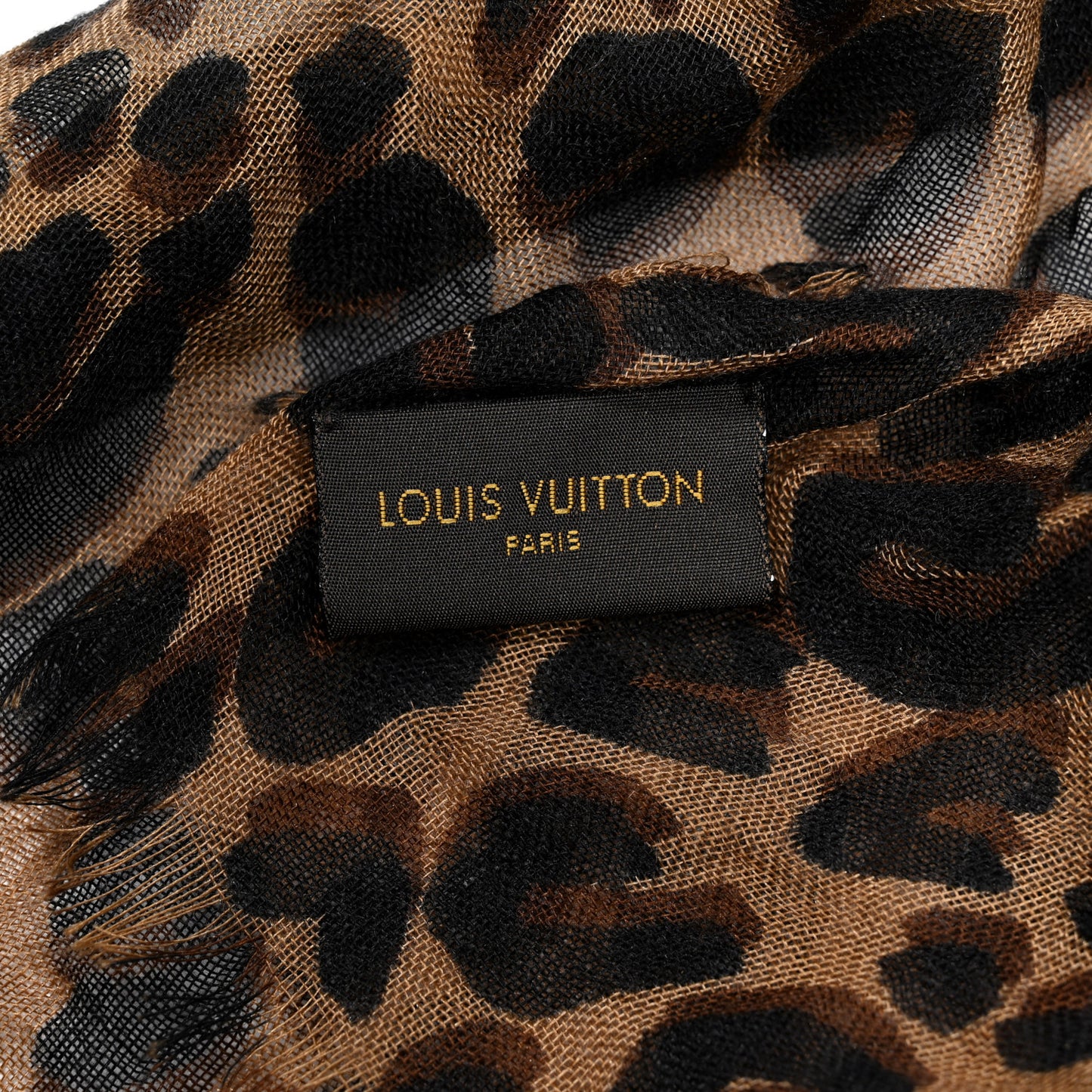 Cashmere Silk Leopard Etole Stole Marron