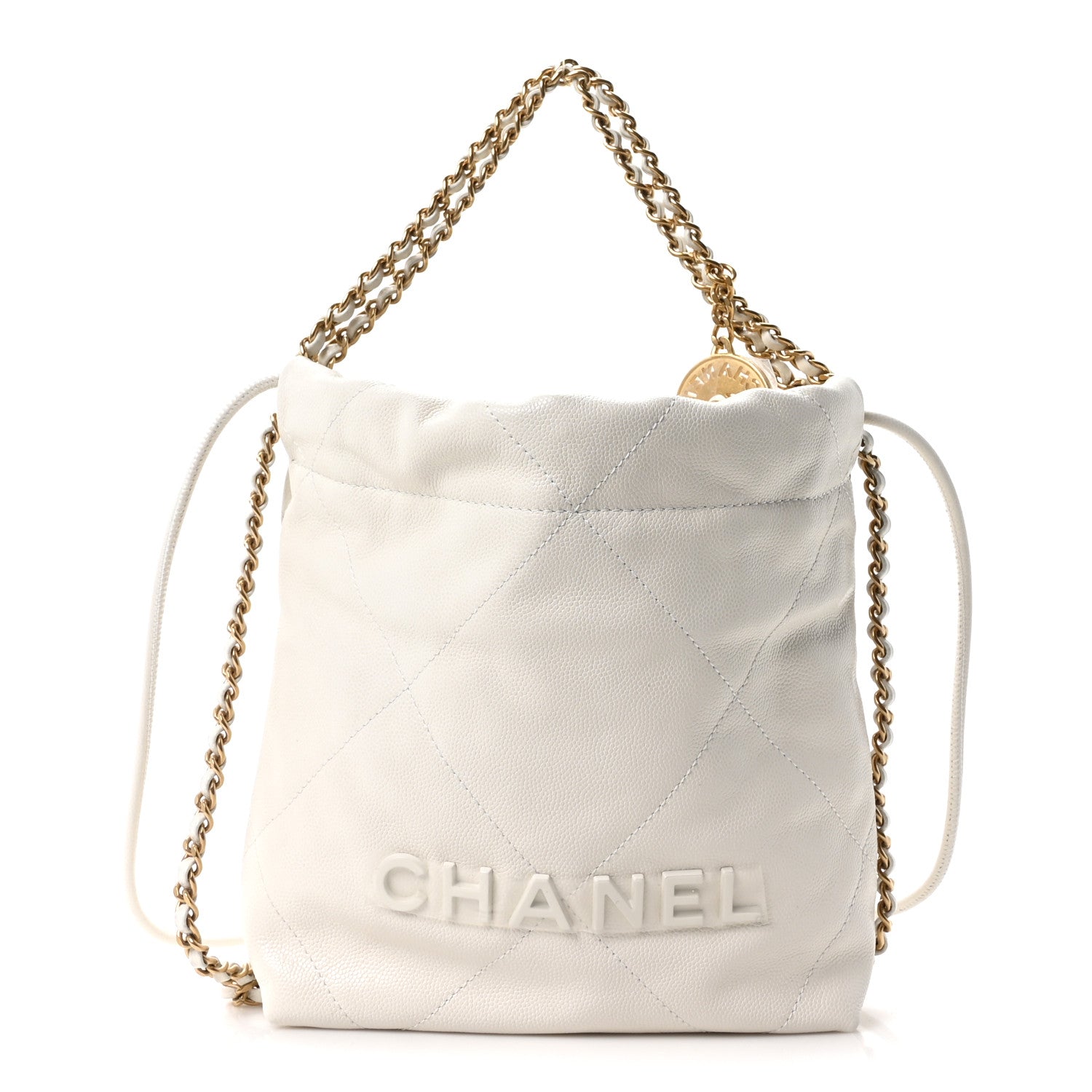 Chanel Shiny Caviar Quilted Monochrome Mini Chanel 22 White 1 of 10