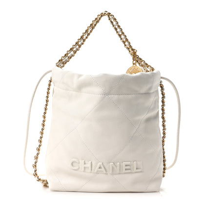 Chanel Shiny Caviar Quilted Monochrome Mini Chanel 22 White 1 of 10