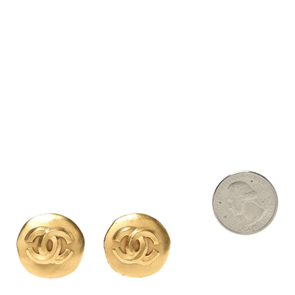 Chanel CC Button Clip On Earrings Gold 2 of 4