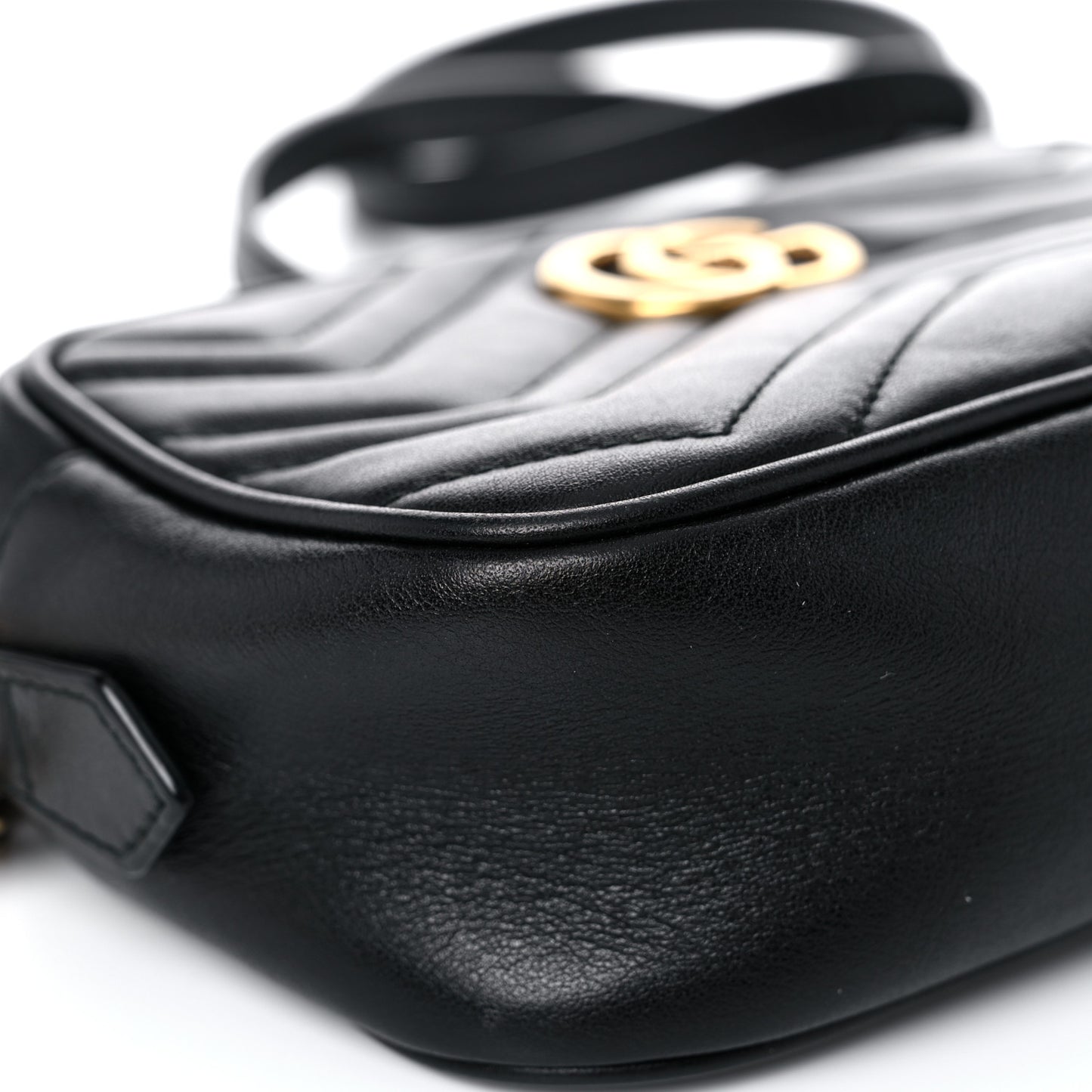 Calfskin Matelasse Mini GG Marmont Chain Shoulder Bag Black