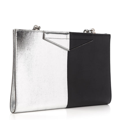 Fendi Metallic Saffiano Bi-Color Grande Clutch Black Argento 3 of 9