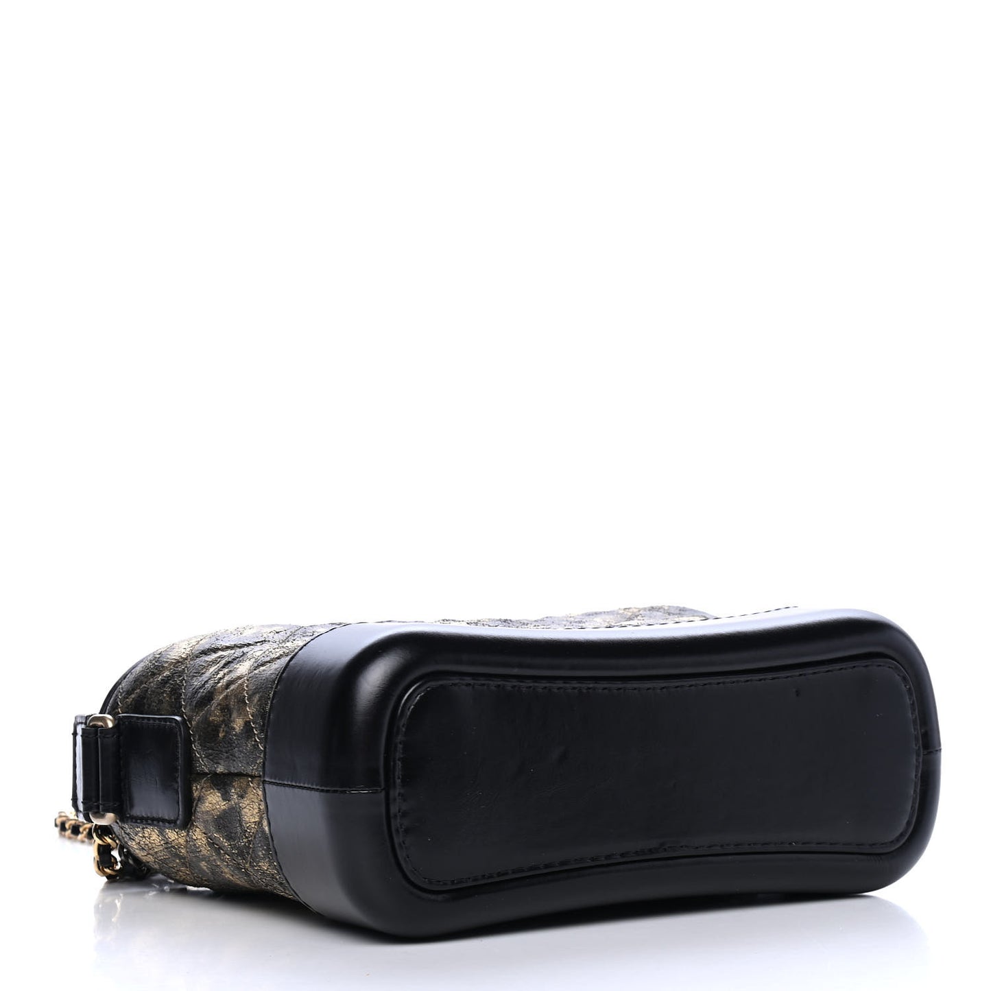 Metallic Crumpled Goatskin Quilted Small Gabrielle Hobo Black Gold