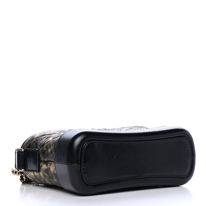 Chanel Metallic Crumpled Goatskin Quilted Small Gabrielle Hobo Black Gold 3 of 4