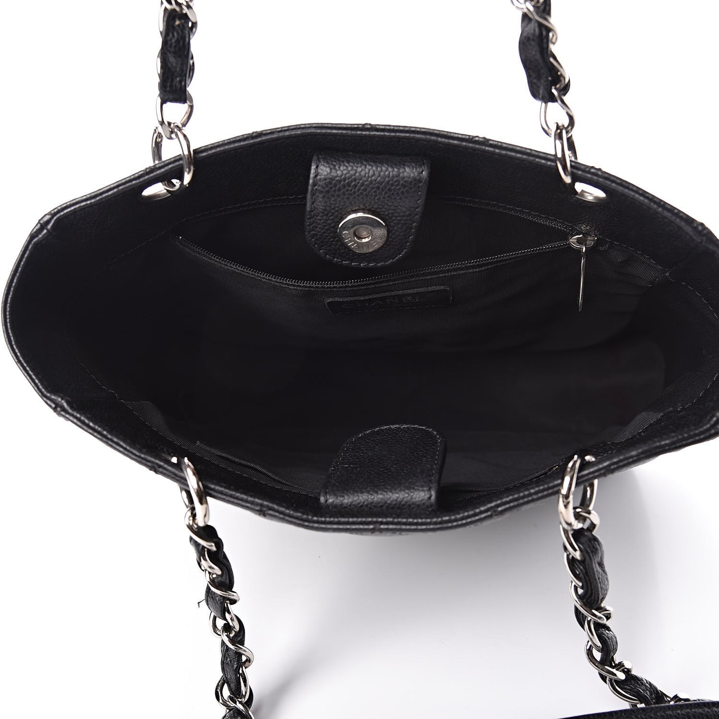 Caviar Quilted Petit Shopping Tote PST Black