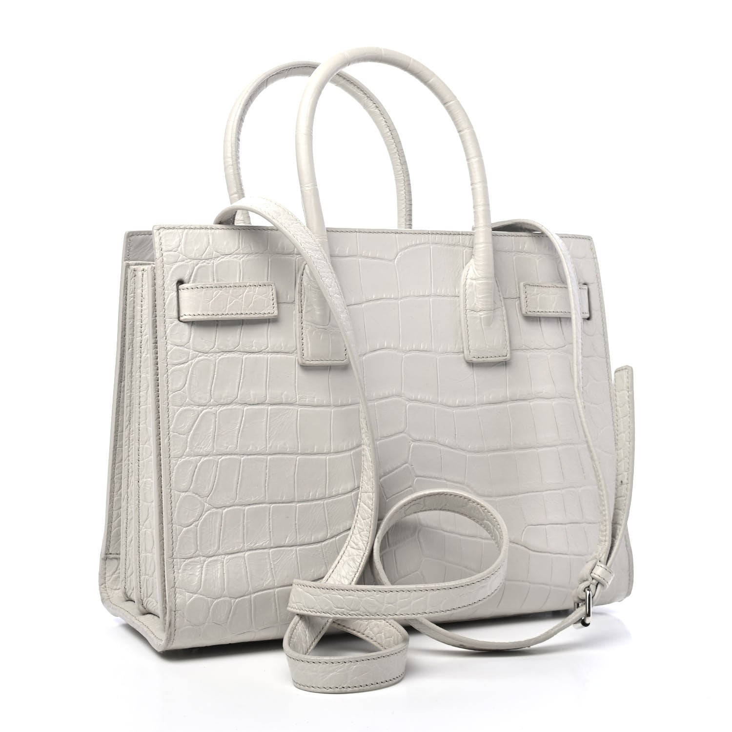 Saint Laurent Calfskin Crocodile Embossed Baby Sac De Jour Gris Perle 2 of 4