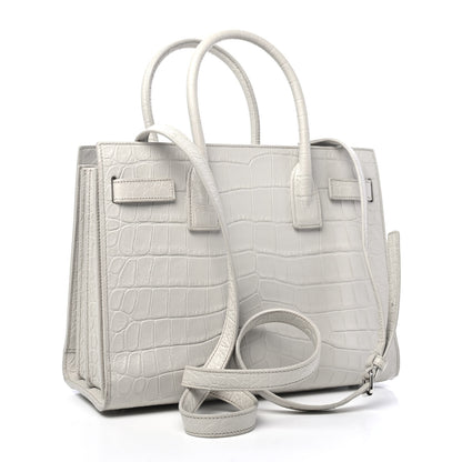 Saint Laurent Calfskin Crocodile Embossed Baby Sac De Jour Gris Perle 2 of 4