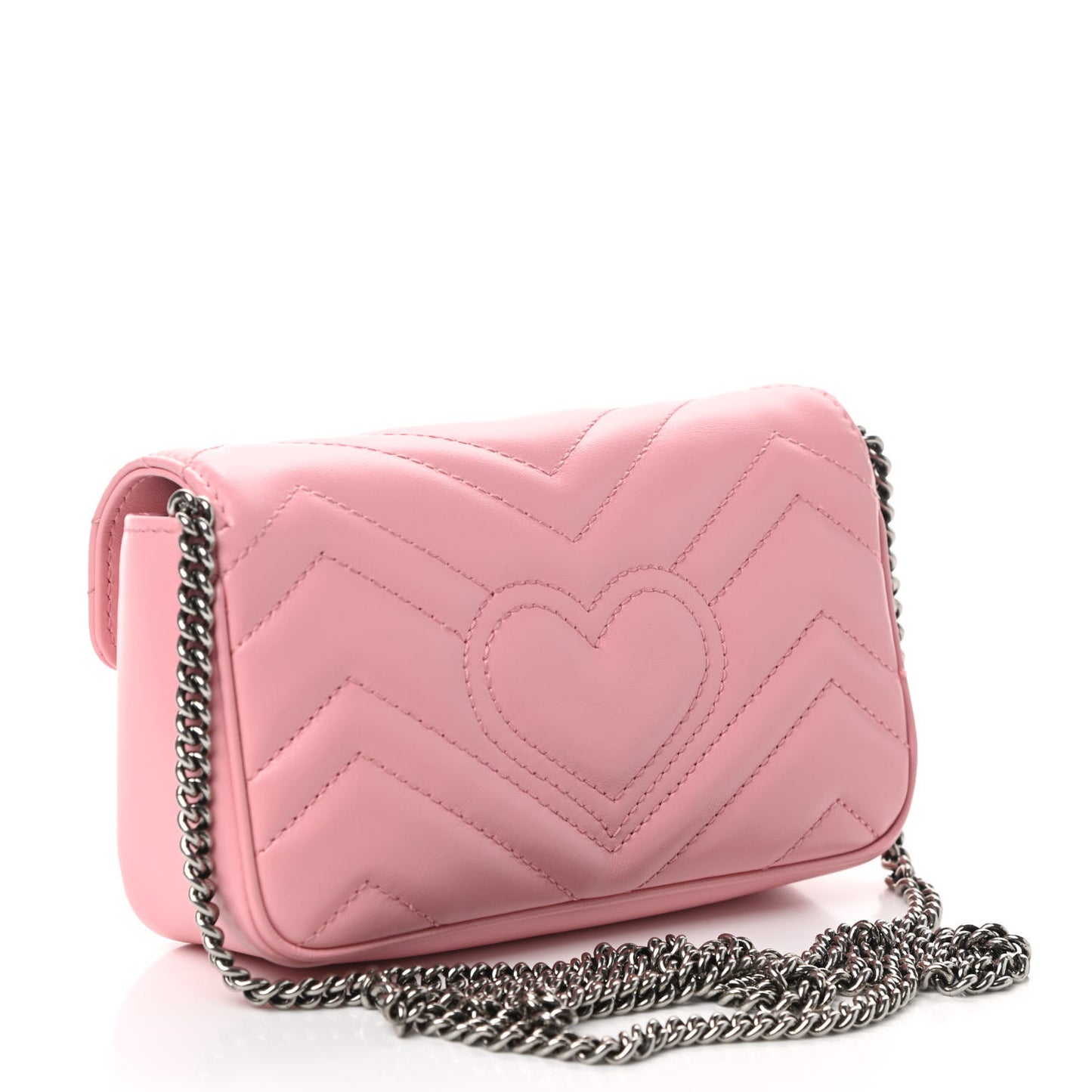 Calfskin Matelasse Super Mini GG Marmont Shoulder Bag Wild Rose