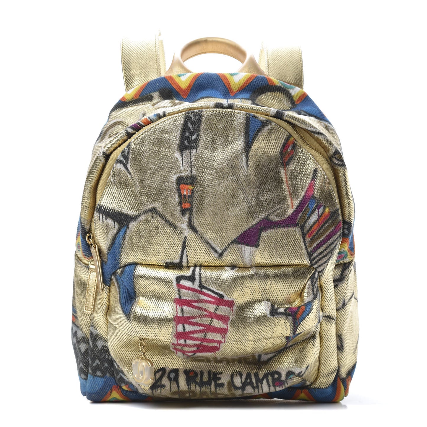 Graffiti Printed Canvas Street Spirit Backpack Multicolor