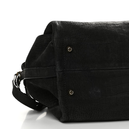 Lanvin Crocodile Stamped Calfskin Trilogy Bowling Bag Black 8 of 12