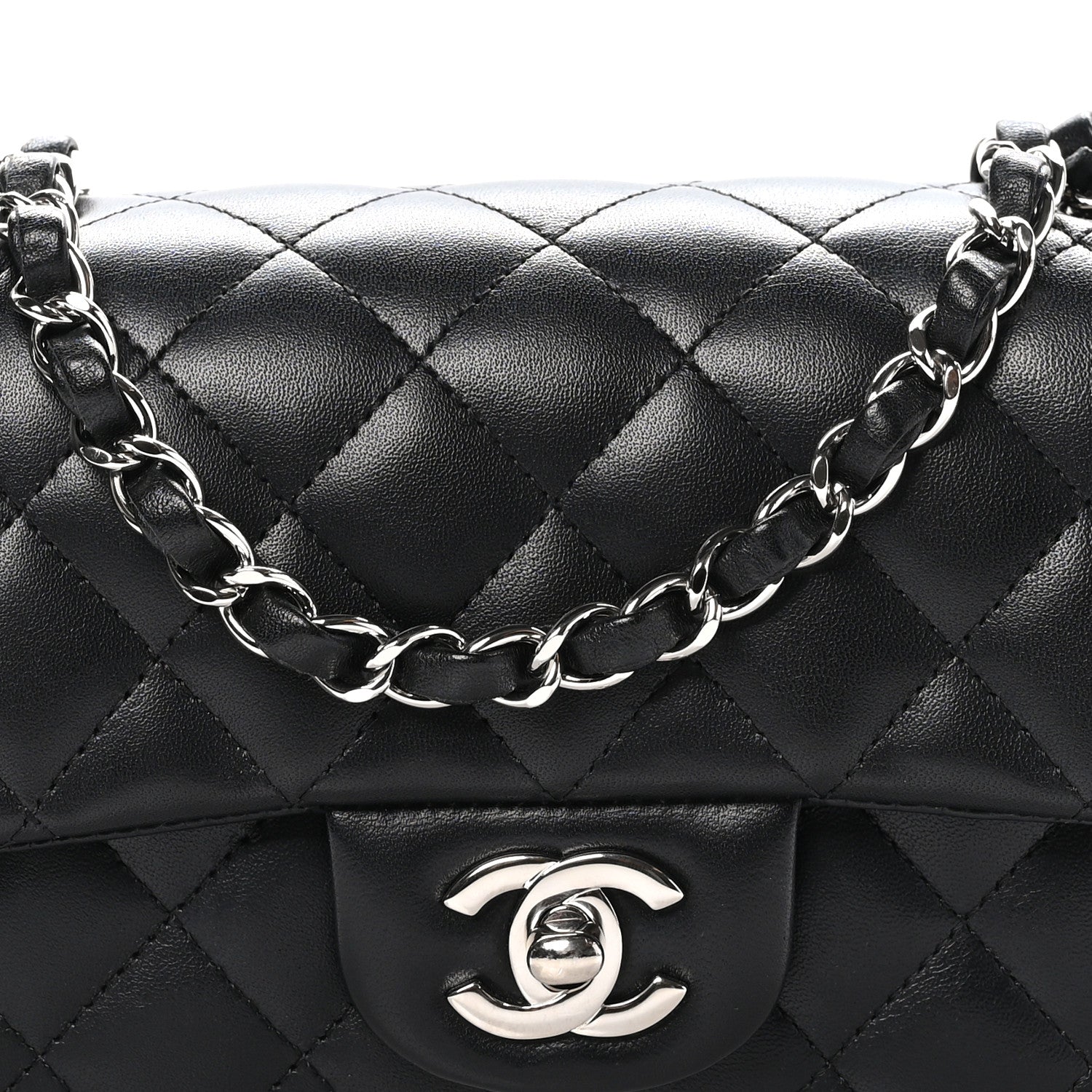 Chanel Lambskin Quilted Mini Rectangular Flap Black 8 of 11