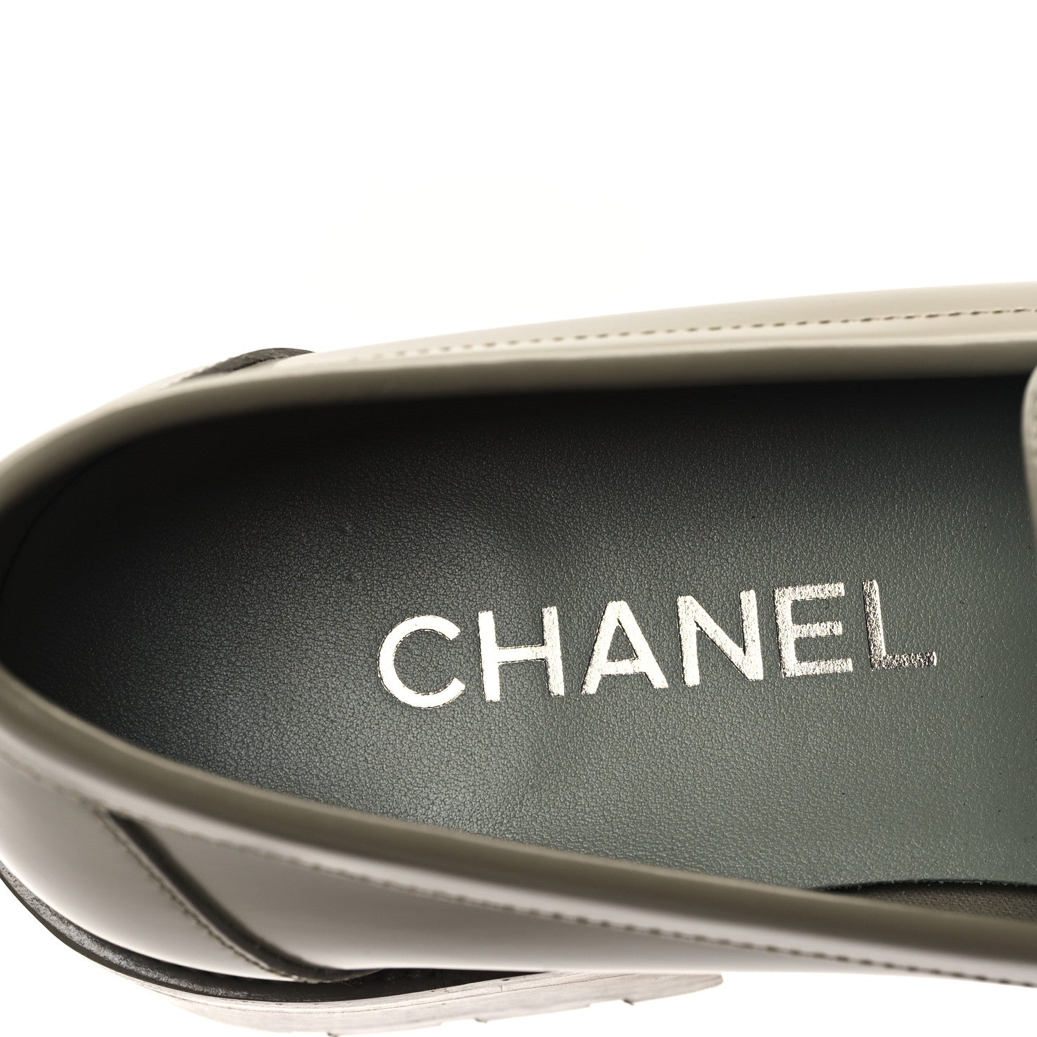 Chanel Calfskin Metal CC Loafers 39 Khaki 7 of 10