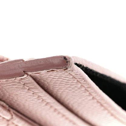 Saint Laurent Grain De Poudre Matelasse Chevron Monogram Credit Card Case Pale Pink 7 of 8