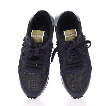 Valentino Garavani Denim Calfskin Suede Rockstud Sneakers 35.5 Deep Denim 11 of 11