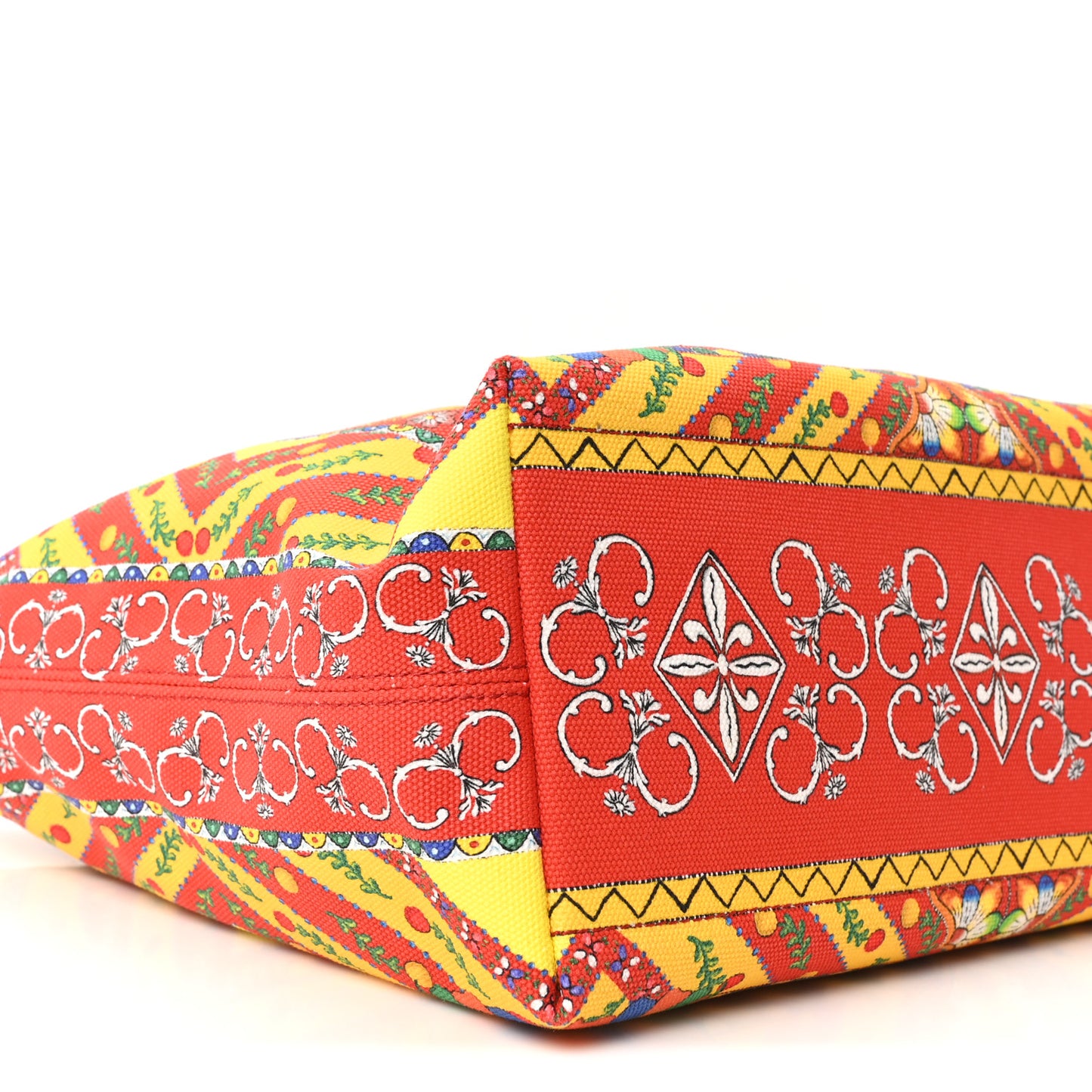 Canvas Snakeskin Carretto Print Capri Tote Red Multicolor