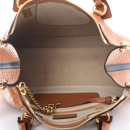 Chloe Python Calfskin Small Hayley Double Carry Satchel Caramel 6 of 9