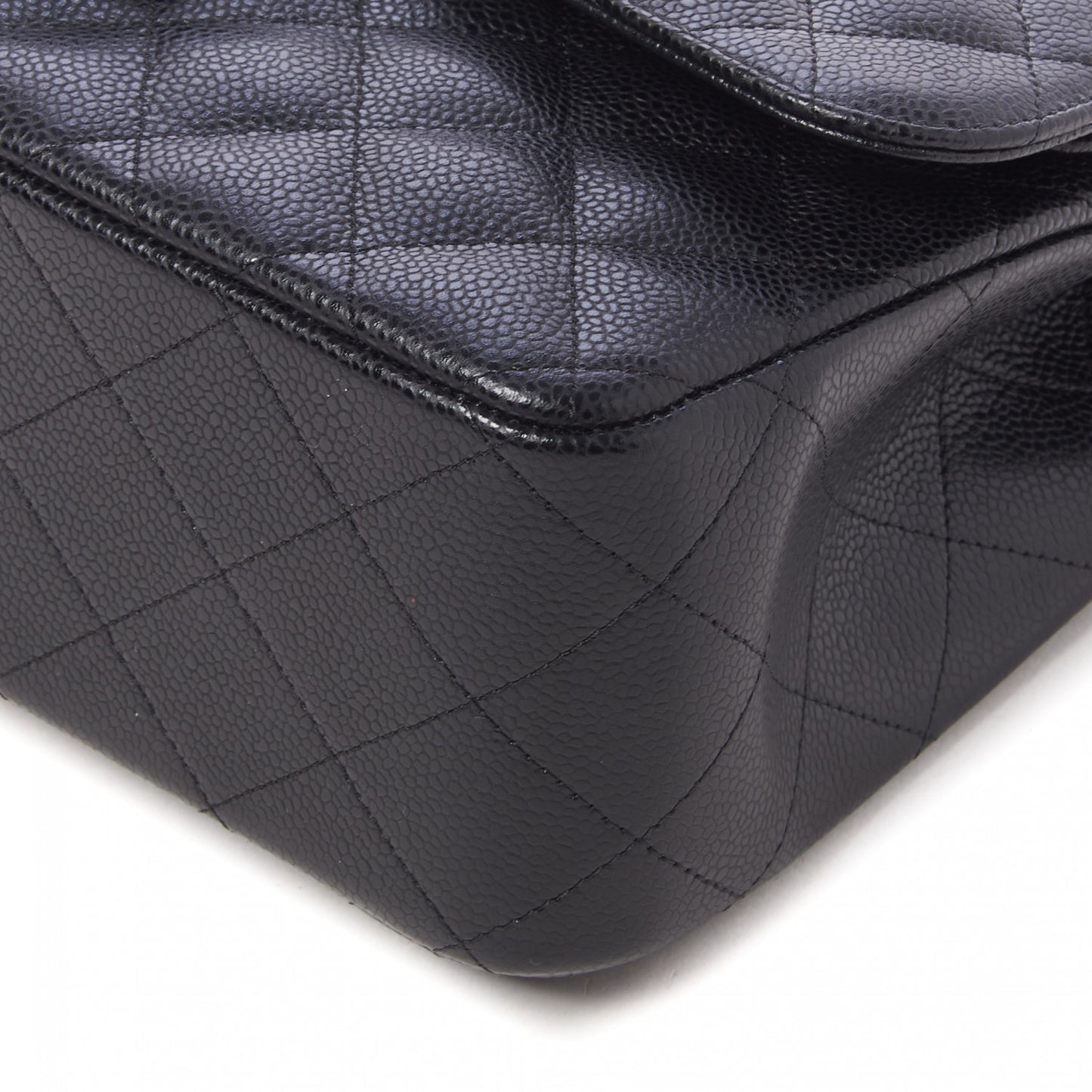 Caviar Quilted Jumbo Double Flap Black