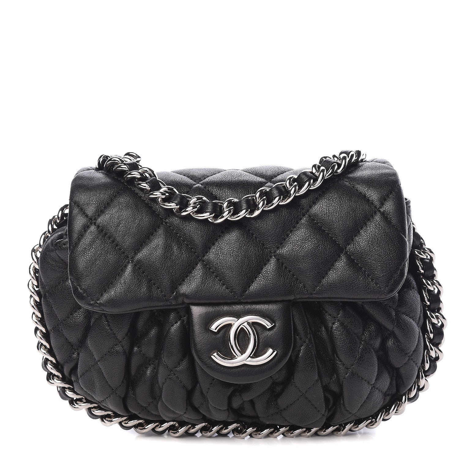 Chanel Washed Lambskin Quilted Mini Chain Around Flap Black 1 of 13