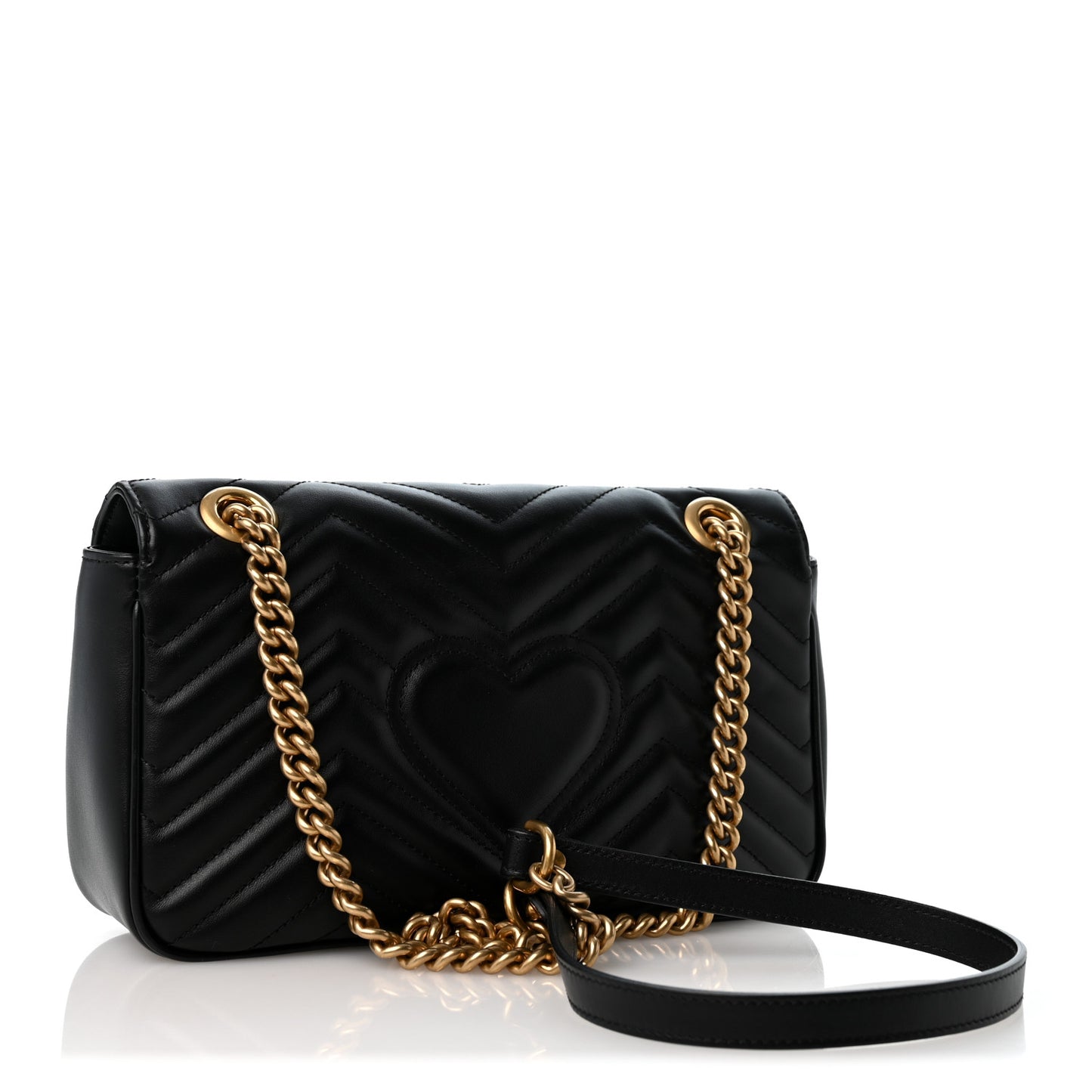 Calfskin Matelasse Medium GG Marmont Shoulder Bag Black