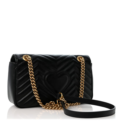 Gucci Calfskin Matelasse Medium GG Marmont Shoulder Bag Black 3 of 13