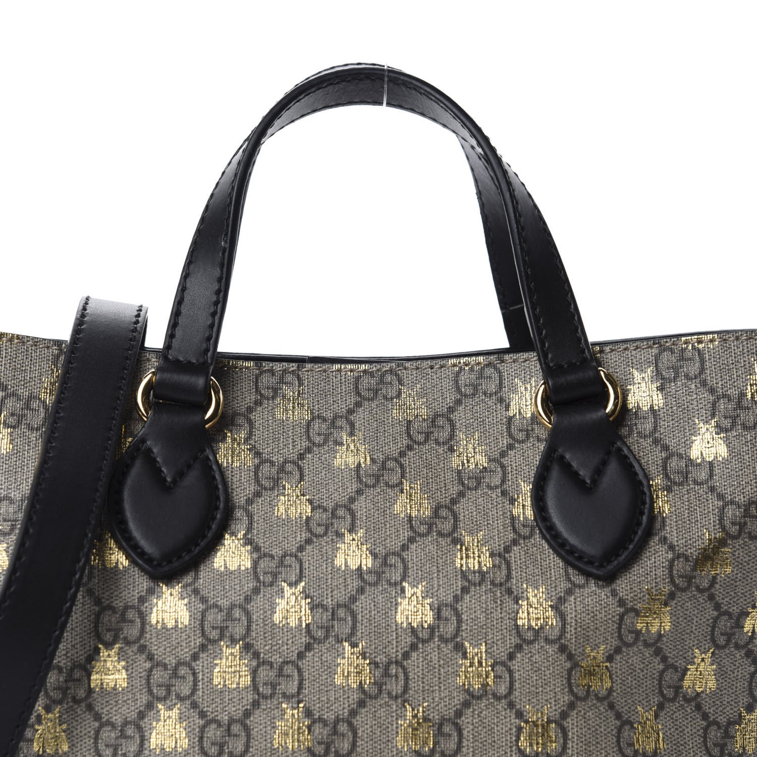 Gucci Soft GG Supreme Monogram Bees Small Crossbody Tote Beige Oro Black 10 of 10