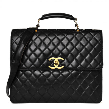 Chanel Lambskin Quilted Briefcase Laptop Bag Black 1 of 8