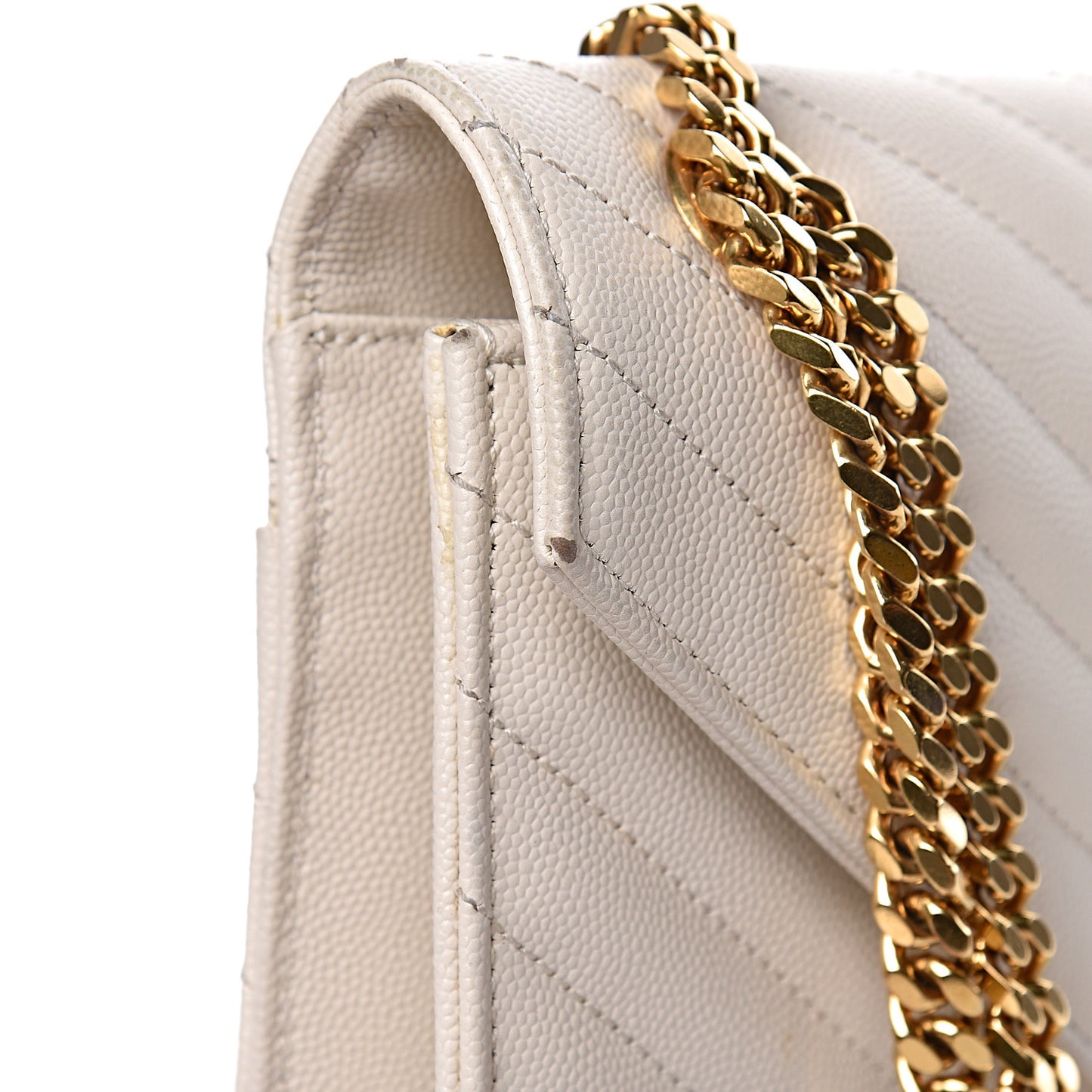 Grain De Poudre Matelasse Chevron Large Monogram Satchel White