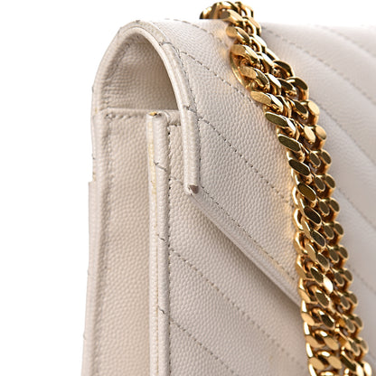 Saint Laurent Grain De Poudre Matelasse Chevron Large Monogram Satchel White 13 of 17