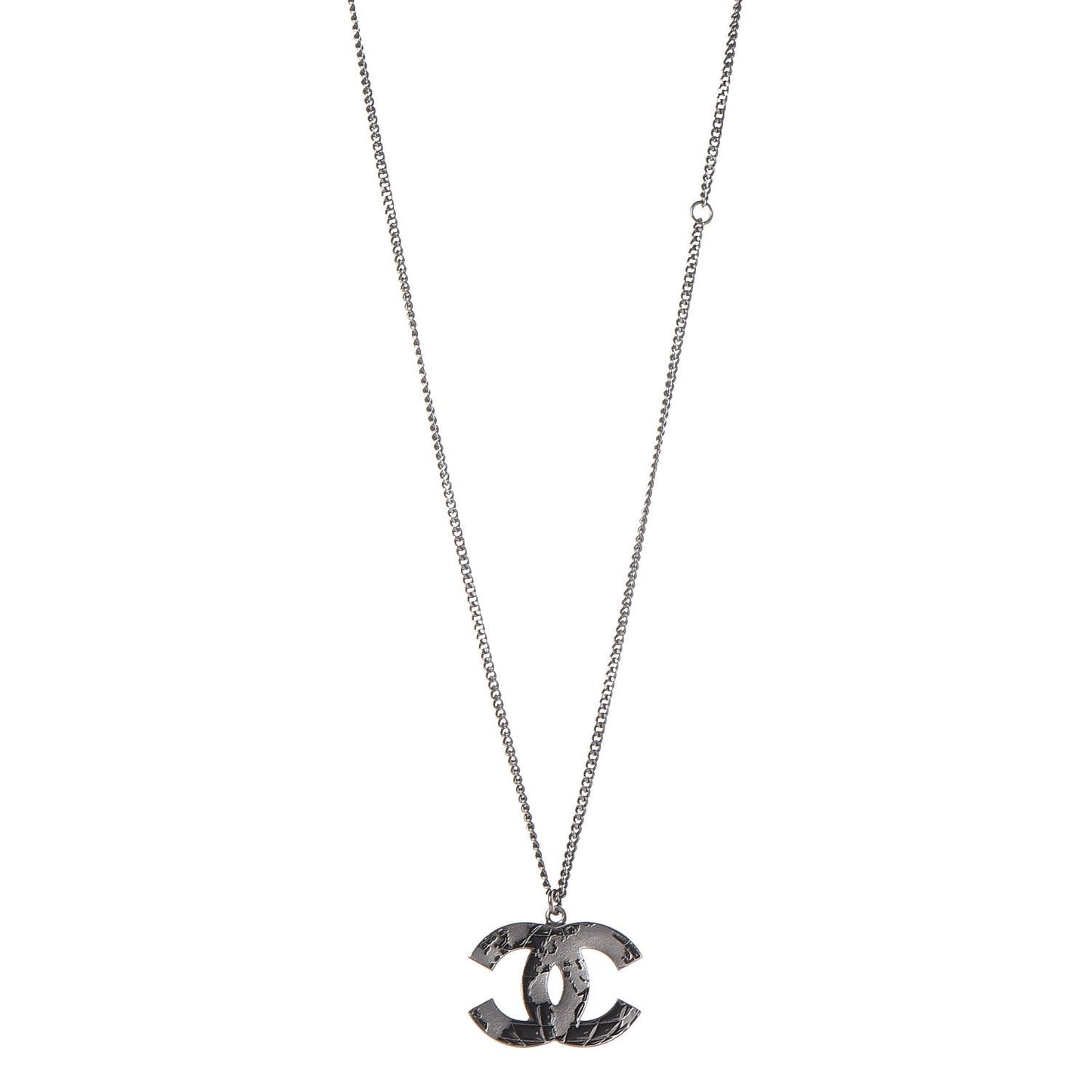 Enamel Map CC Pendant Necklace Dark Silver