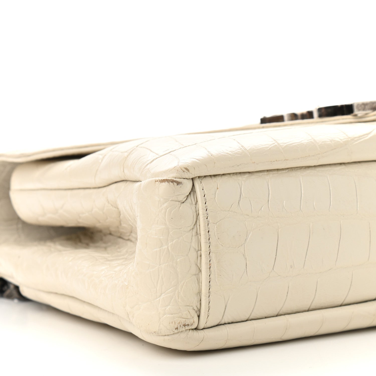 Saint Laurent Calfskin Crocodile Embossed Medium College Monogram Satchel Porcellana 10 of 16