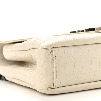 Saint Laurent Calfskin Crocodile Embossed Medium College Monogram Satchel Porcellana 10 of 16