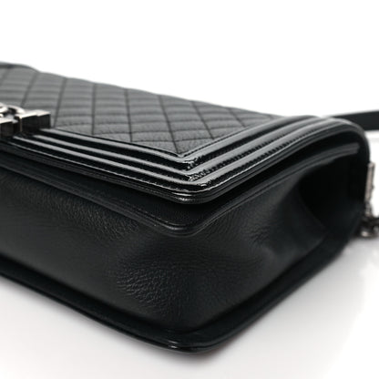 Chanel Goatskin Quilted Patent New Medium Duo Boy Flap Black 10 of 10