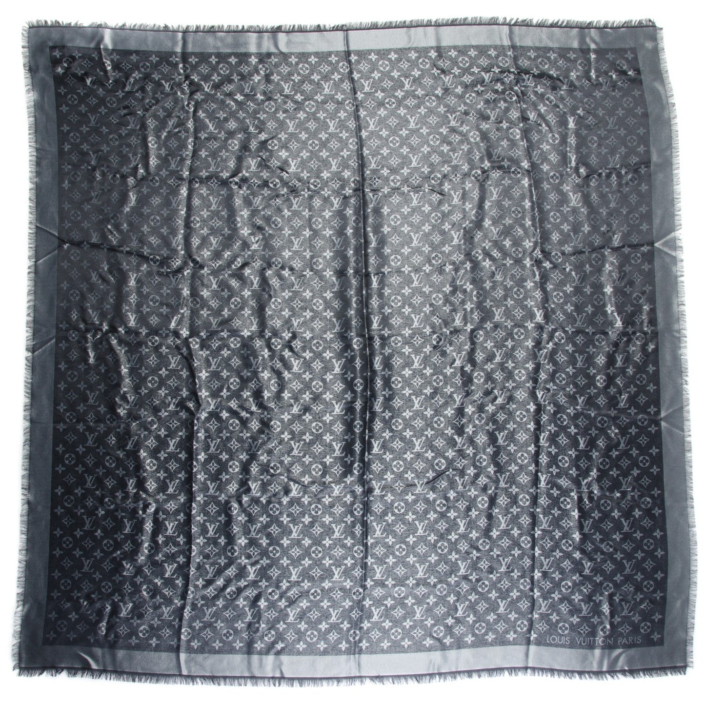 Silk Lurex Wool Monogram Shine Shawl Black