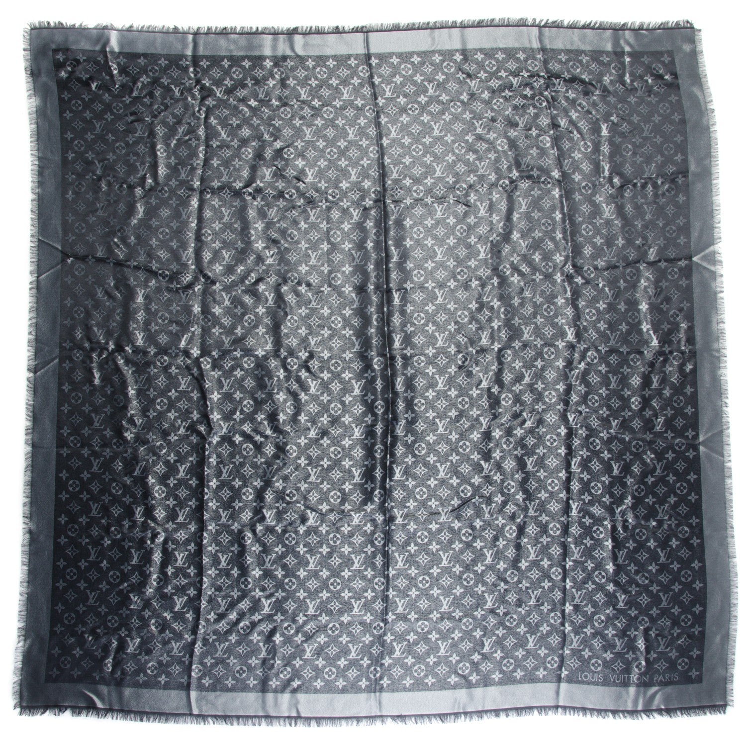 Louis Vuitton Silk Lurex Wool Monogram Shine Shawl Black 3 of 5