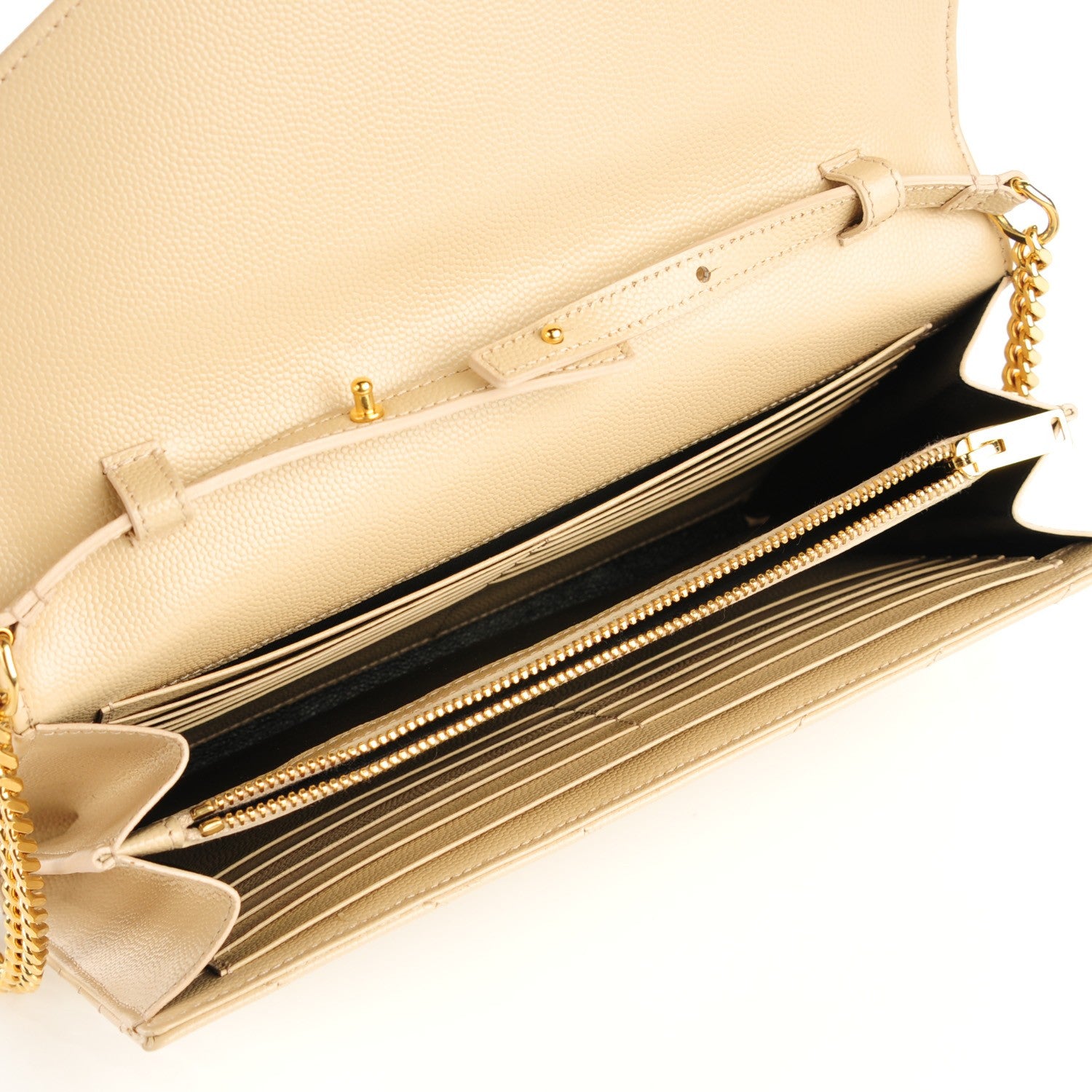 Saint Laurent Grain De Poudre Matelasse Chevron Monogram Chain Wallet Powder 8 of 8