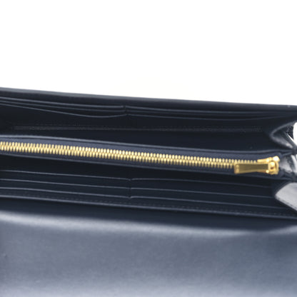 Celine Shiny Calfskin Long Triomphe Wallet Navy 5 of 10