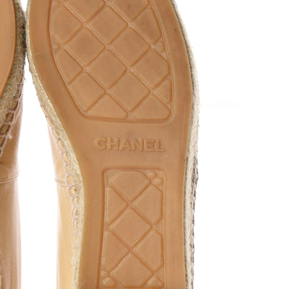 Chanel Lambskin CC Espadrilles 37 Beige Black 7 of 11