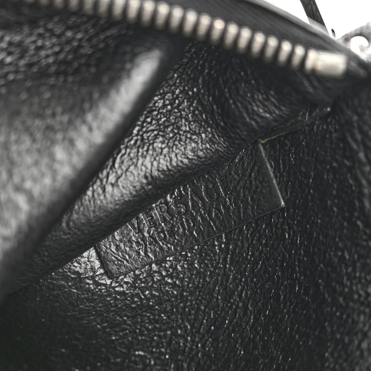Versace Grained Calfskin Studded Medusa Wristlet Pouch Black 6 of 10