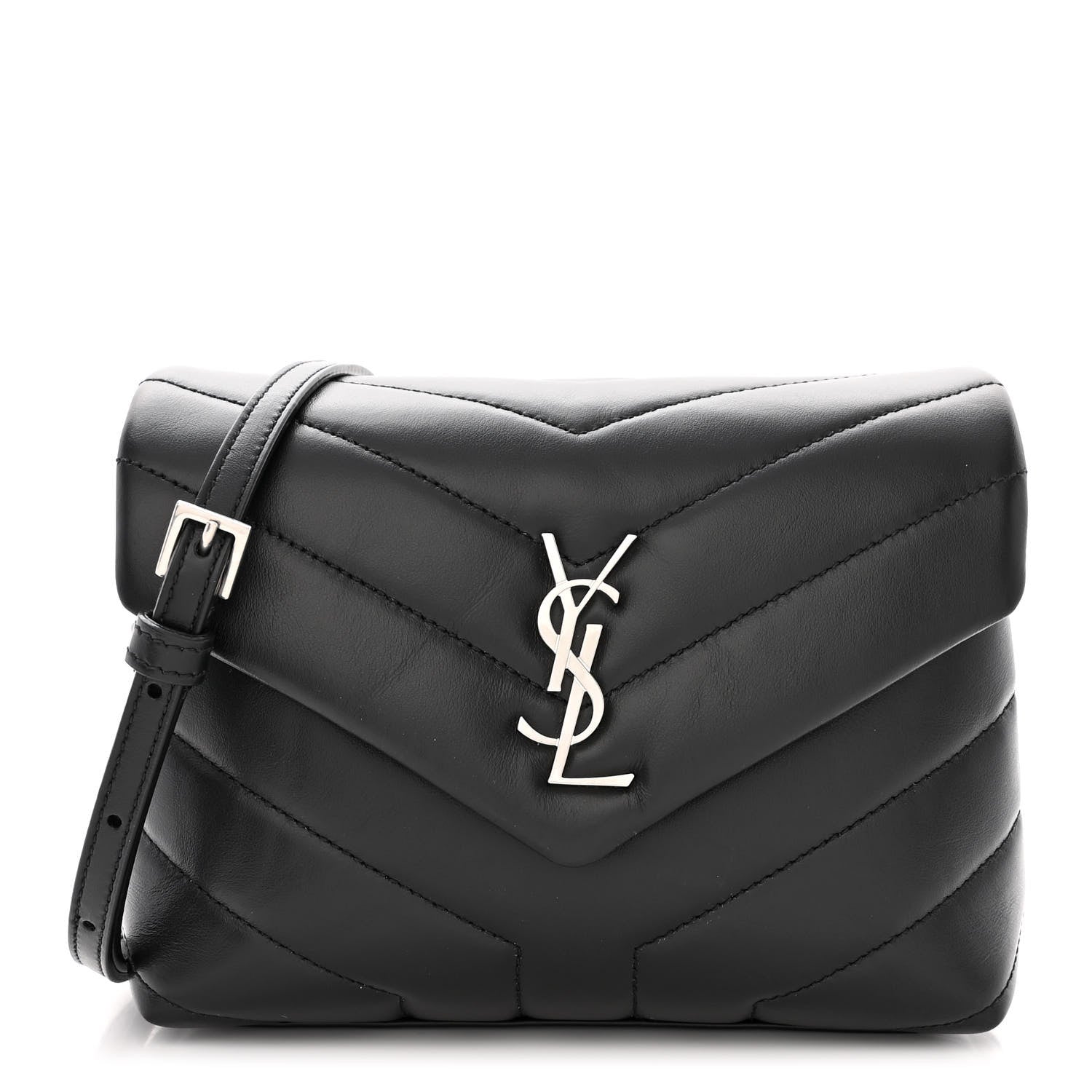 Saint Laurent Calfskin Y Quilted Monogram Toy Loulou Crossbody Bag Black 1 of 11