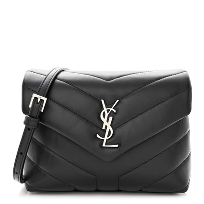 Saint Laurent Calfskin Y Quilted Monogram Toy Loulou Crossbody Bag Black 1 of 11